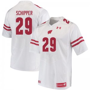 Men's Wisconsin Badgers NCAA #29 Brady Schipper White Authentic Under Armour Stitched College Football Jersey JO31S86HV